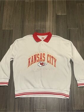 Kansas City Chiefs NFL Ultra Game 2X White Red Long Sleeve Polo Sweatshirt